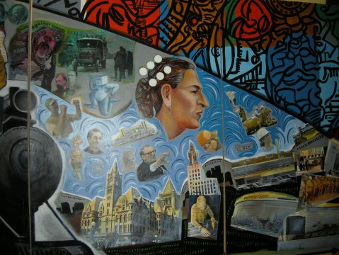 This is part of a mural in the basement of the East Side Freedom Library. It is housed in the same building as the old Arlington branch of the St. Paul Public Libraries.
